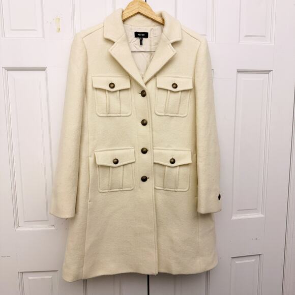 ME+EM Wool-Blend Military A-Line Coat in Natural (Size US 8) - Picture 7 of 14